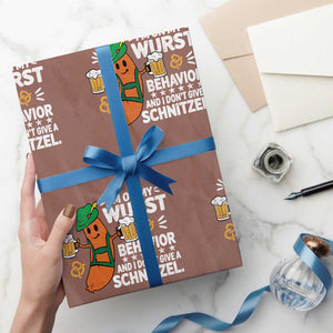 Funny Oktoberfest Wrapping Paper Roll On My Wurst Behavior Sarcastic German TS10 Mocha Print Your Wear