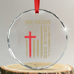 Funny One Nation Under God Crystal Glass Ornament 4th Of July Patriotic Christian American Flag TS11 Transparent Glass 3'' Circle Print Your Wear