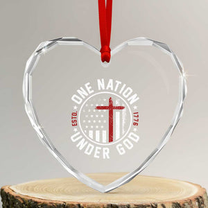 Funny One Nation Under God ESTD 1776 Heart Crystal Glass Ornament 4th Of July Patriotic Christian TS11 Transparent Glass 3'' Heart Print Your Wear