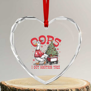 Funny Oops I Got Another Tree Funny Christmas Goose Heart Crystal Glass Ornament TS11 Transparent Glass 3'' Heart Print Your Wear