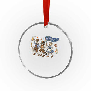 Funny Opossum Raccoon Frog Oktoberfest Beer Graphic Crystal Glass Ornament Spooky Drinking Team