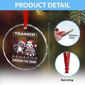 Funny Opossum Raccoon Xmas Crystal Glass Ornament Trashin Through The Snow Garbage Gang TS09 Print Your Wear