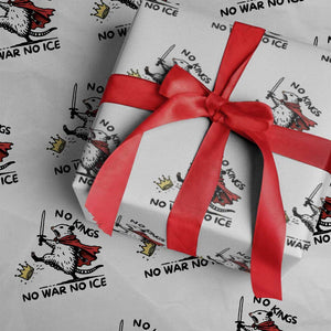 Funny Opossum Warrior Political Gift Wrapping Paper Roll No Kings No Wars No Ice TS12 White Print Your Wear
