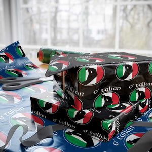 Funny O'Talian Wrapping Paper Roll St Patrick's Day Italian Pinched Fingers Shamrock TS11 Black Print Your Wear