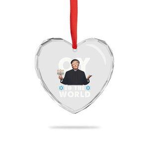 Funny Oy To The World Hanukkah Trump Heart Crystal Glass Ornament Menorah David Stars Chanukah Jewish TS11 Print Your Wear