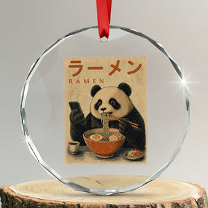 Funny Panda Eating Ramen Scrolling Phone Crystal Glass Ornament Japanese Art Aesthetic TS12 Transparent Glass 3'' Circle Print Your Wear