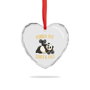 Funny Panda Weightlifting Workout Heart Crystal Glass Ornament Kinda Fit Sorta Fat TS12 Print Your Wear