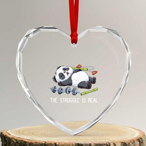 Funny Panda Workout Gift Heart Crystal Glass Ornament The Struggle Is Real TS12 Transparent Glass 3'' Heart Print Your Wear