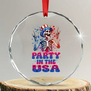 Funny Party In The USA Skeleton Rock Hand Crystal Glass Ornament 4th Of July Rocker Gift TS12 Transparent Glass 3'' Circle Print Your Wear