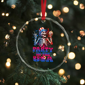 Funny Party In The USA Skeleton Rock Hand Crystal Glass Ornament 4th Of July Rocker Gift TS12 Print Your Wear