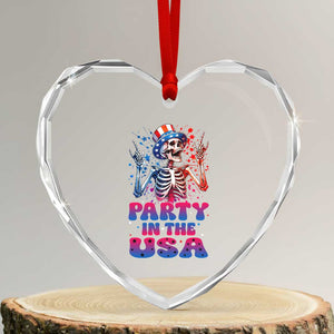 Funny Party In The USA Skeleton Rock Hand Heart Crystal Glass Ornament 4th Of July Rocker Gift TS12 Transparent Glass 3'' Heart Print Your Wear