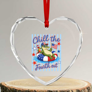 Funny Patriotic Alligator Heart Crystal Glass Ornament Chill The Fourth Out TS12 Transparent Glass 3'' Heart Print Your Wear