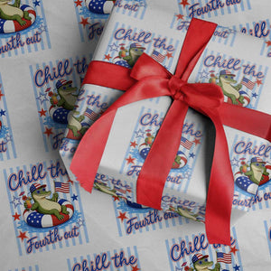 Funny Patriotic Alligator Wrapping Paper Roll Chill The Fourth Out TS12 White Print Your Wear