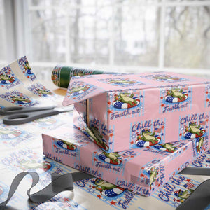 Funny Patriotic Alligator Wrapping Paper Roll Chill The Fourth Out TS12 Light Pink Print Your Wear