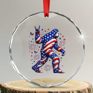 Funny Patriotic Bigfoot Crystal Glass Ornament 4th Of July Freedom TS12 Transparent Glass 3'' Circle Print Your Wear