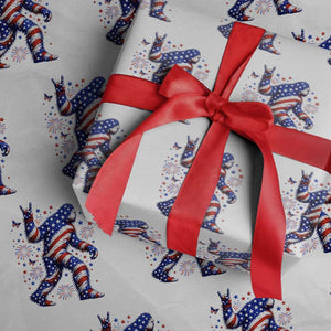 Funny Patriotic Bigfoot Wrapping Paper Roll 4th Of July Freedom
