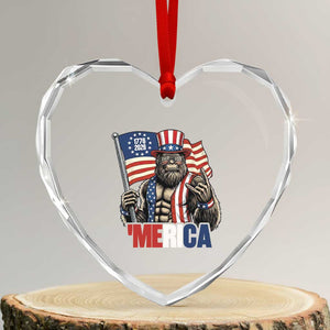 Funny Patriotic Bigfoot Merica Rock Heart Crystal Glass Ornament USA 250th Anniversary TS12 Transparent Glass 3'' Heart Print Your Wear