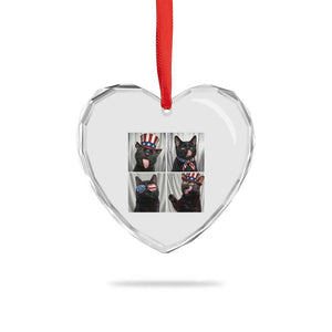Funny Patriotic Black British Shorthair Cat Selfie Heart Crystal Glass Ornament TS12 Print Your Wear