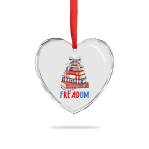 Funny Patriotic Book Lover Gift Heart Crystal Glass Ornament Freadom TS12 Print Your Wear