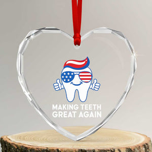 Funny Patriotic Dentist Heart Crystal Glass Ornament Making Teeth Great Again America Oral Health Toothpaste Hair TS02 Transparent Glass 3'' Heart Print Your Wear
