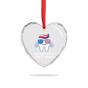 Funny Patriotic Dentist Heart Crystal Glass Ornament Making Teeth Great Again America Oral Health Toothpaste Hair TS02 Print Your Wear
