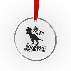 Funny Patriotic Dinosaur Crystal Glass Ornament Roaring Into The 250th Anniversary TS12 Print Your Wear