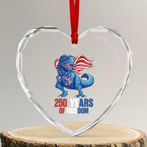 Funny Patriotic Dinosaur Heart Crystal Glass Ornament 250 Years Of Freedom TS12 Transparent Glass 3'' Heart Print Your Wear