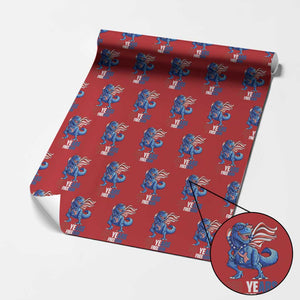 Funny Patriotic Dinosaur Wrapping Paper Roll 250 Years Of Freedom TS12 Red Print Your Wear
