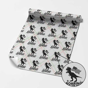 Funny Patriotic Dinosaur Wrapping Paper Roll Roaring Into The 250th Anniversary TS12 Christmas Plaid Print Your Wear