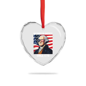 Funny Patriotic Founding Father Heart Crystal Glass Ornament No Kings in America Since 1776 4th of July TS02 Print Your Wear
