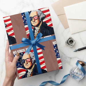 Funny Patriotic Founding Father Wrapping Paper Roll No Kings in America Since 1776 4th of July TS02 Mocha Print Your Wear