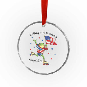 Funny Patriotic Frog Crystal Glass Ornament Rolling Into Freedom Since 1776 TS12 Print Your Wear