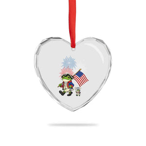 Funny Patriotic Frog Heart Crystal Glass Ornament Celebrating 250 Years Of Freedom TS12 Print Your Wear