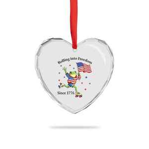 Funny Patriotic Frog Heart Crystal Glass Ornament Rolling Into Freedom Since 1776 TS12 Print Your Wear