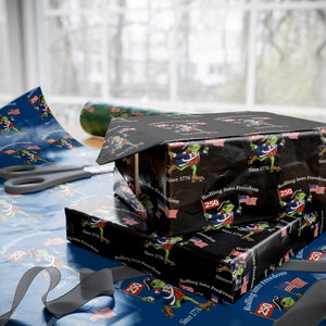 Funny Patriotic Frog Wrapping Paper Roll Rolling Into 250 Years Of Liberty TS12 Black Print Your Wear