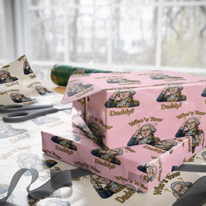 Funny Patriotic George Washington Wrapping Paper Roll Who Is Your Daddy TS12 Light Pink Print Your Wear