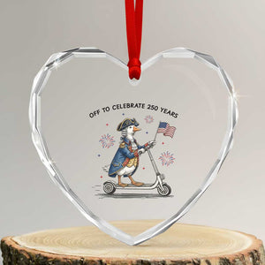Funny Patriotic Goose Heart Crystal Glass Ornament Off To Celebrate 250 Years TS12 Transparent Glass 3'' Heart Print Your Wear