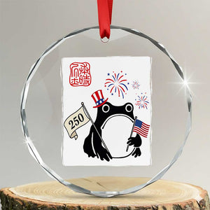 Funny Patriotic Grumpy Frog 250th Anniversary USA Crystal Glass Ornament TS12 Transparent Glass 3'' Circle Print Your Wear