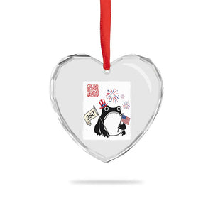 Funny Patriotic Grumpy Frog 250th Anniversary USA Heart Crystal Glass Ornament TS12 Print Your Wear