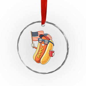 Funny Patriotic Hotdog Crystal Glass Ornament USA 250th Anniversary TS12 Print Your Wear