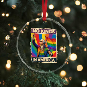 Funny Patriotic LGBT Graphic Crystal Glass Ornament No Kings In America TS12 Print Your Wear