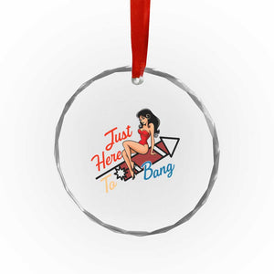 Funny Patriotic Pin Up Girl Firework USA Gift Crystal Glass Ornament Just Here To Bang TS12 Print Your Wear