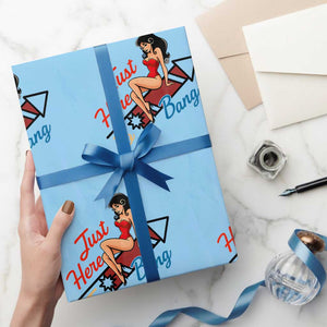 Funny Patriotic Pin Up Girl Firework USA Gift Wrapping Paper Roll Just Here To Bang