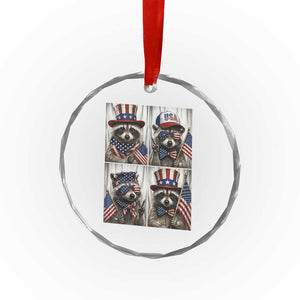 Funny Patriotic Raccoon Selfie Crystal Glass Ornament USA Flag Red White And Blue Graphic TS12 Print Your Wear