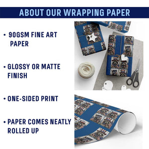 Funny Patriotic Raccoon Selfie Wrapping Paper Roll USA Flag Red White And Blue Graphic