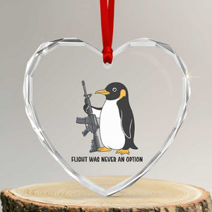 Funny Penguin Lover Gift Heart Crystal Glass Ornament Flight Was Never An Option