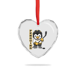 Funny Penguin Playing Ice Hockey Heart Crystal Glass Ornament Gift For Kids TS12 Print Your Wear