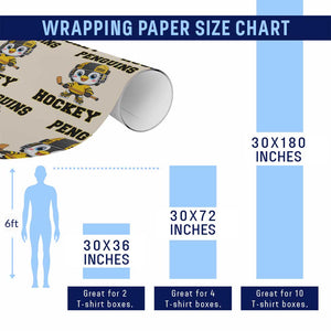 Funny Penguin Playing Ice Hockey Wrapping Paper Roll Winter Sports Gift TS12 Print Your Wear