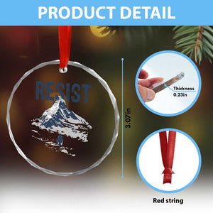 Funny Penguin Protest Crystal Glass Ornament Resist Penguin Mountain Hiking Meme TS14 Print Your Wear