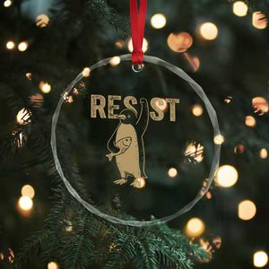 Funny Penguin Resist Crystal Glass Ornament Against Tariffs Activism Vintage TS02 Print Your Wear